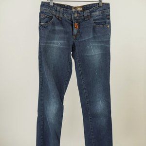 Galliano Blue Distressed Straight-Leg Jeans